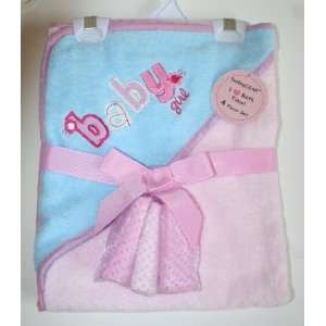    BabyGear Infant/Baby Girls Hooded Bath Towel & 3 Washcloths Baby