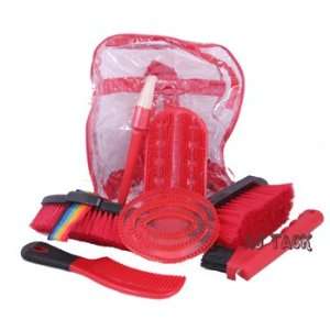  7 Piece Horse Grooming Kit Red