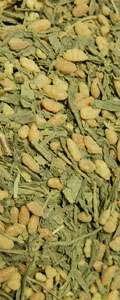 Organic Matcha Iri Genmaicha Green Tea Loose Tea Leaves Close up
