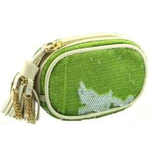  New Oryany Sequin Green Fringe Tassle Pouch Handbag 