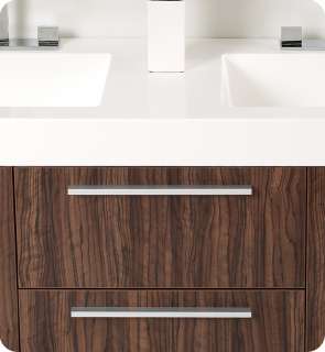   Walnut Modern Double Sink Vanity w Medicine Cabinet FVN8013GW  