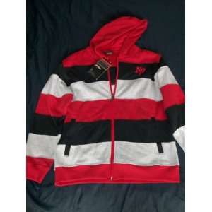  South Pole Zipper Hoodie Red, Gray and Black Stripe Size 