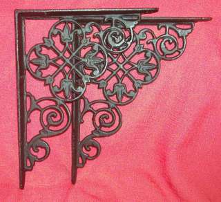 Pair 8 Victorian Quadrafoil Cast Iron Shelf Brackets  