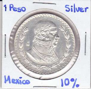 Mexico $ 1 Peso Coin Silver 10% Morelos 1957 Exc, Cond.  