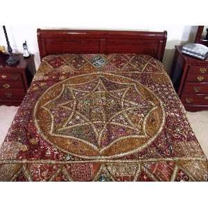  Kundan Indian Sari Coverlet Bedding Bedspread Tapestry 
