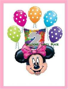 MINNIE MOUSE 2nd birthday polka dot balloons PARTY two  
