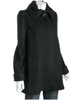 by Allen Schwartz black wool blend pleat collar coat   