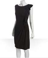 Tahari ASL black jersey side ruffle shift dress style# 319050701