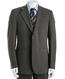 Armani Giorgio Armani grey herringbone striped 2 button suit with flat 