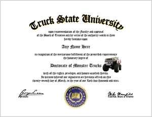 Monster Trucks Diploma   Monster Truck Lover Certificate Unique Fun 