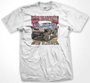 Muddy Mud Slinger Monster Truck Mens T shirt Southern Pride Rebel 