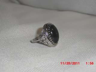 Vintage Mood Ring Silver tone filigree size 5  