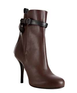 Balenciaga brown matte leather ankle wrap boots