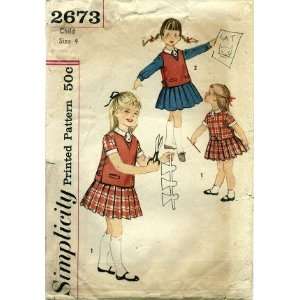   2673 Sewing Pattern Girls Dress & Jerkin Size 4 Arts, Crafts & Sewing