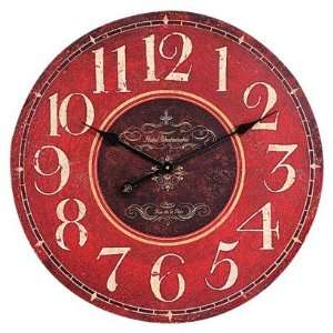  Oversized Wall Clock   Red Faux Antique 
