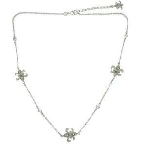    Sterling Silver with Cubic Zirconia Fleur de Lis Necklace Jewelry