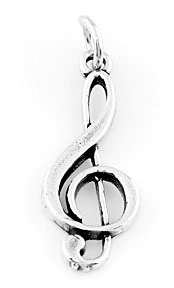 STERLING SILVER PLAIN TREBLE CLEF   MUSICAL NOTE CHARM/PENDANT  