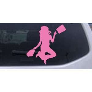 Happy Jumping Girl Shopping Silhouettes Car Window Wall Laptop Decal 