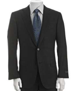 Zegna charcoal birdseye wool 2 button Fit Mila suit with flat front 