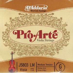  DAddario Viola Pro Arte Long Length Silver Wound G, J5803 