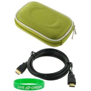  (Green) Case and Mini HDMI to HDMI Cable 1 Meter (3 Feet) for JVC 