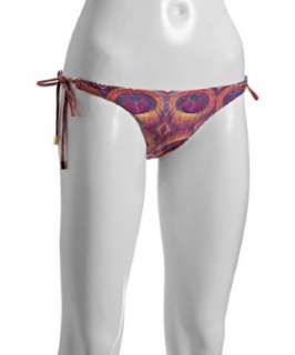 style #312978501 purple peacock print London side tie bikini bottom