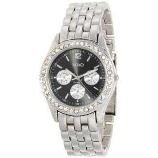 XOXO Womens XO5208 Black Dial Silver tone Bracelet Watch   designer 
