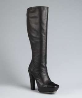 black leather stacked heel Navigator boots   up to 