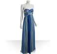 Laila blue watercolor print silk chiffon strapless long dress 