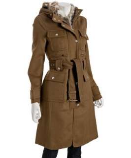 Laundry by Shelli Segal vicuna wool blend belted hood trenchcoat 
