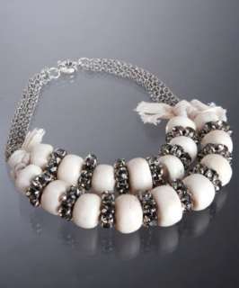 Lee Angel bone bead and crystal ring layer necklace   up to 70 