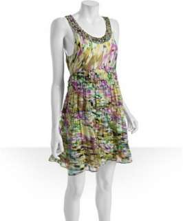 Leifsdottir rainbow marbled silk tiered ruffle dress   up to 