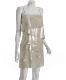Loeffler Randall silver silk lurex tiered dress   