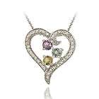 925 Silver Multi Gemstone & Diamond Accent Open Heart N