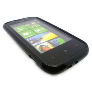 Black Jelly Case Cover Gel Skin for HTC 7 Mozart + SP  