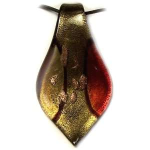   Murano art glass pendant lampwork necklace, leaf y47 