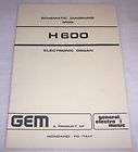 GEM MODEL H600 ORGAN SCHEMATICS (GENERAL ELECTRO MUSIC)