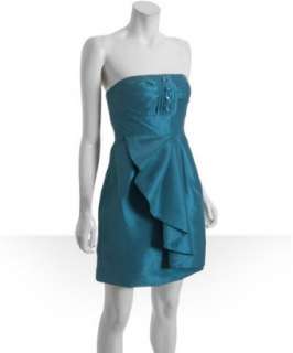 Mikael Aghal turquoise taffeta jeweled strapless dress   up to 