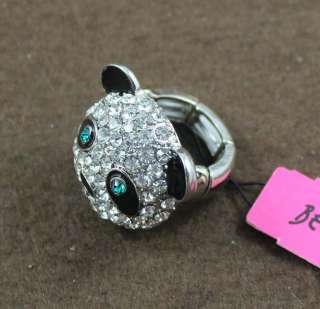 Free Ship Betsey Johnson Panda Necklace Earrings Ring  