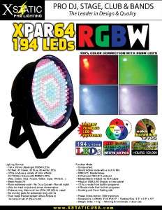 194 LED RGBW PAR 64 CAN DJ LIGHTING BLACK CLUB STAGE WASH LIGHT COLOR 