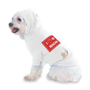 LOVE MY MACAW Hooded (Hoody) T Shirt with pocket for your Dog or Cat 