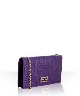 Fendi violet embossed leather wallet with chain strap   up to 