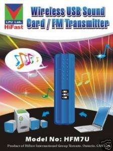 Wireless USB Sound Card/FM Transmitter PC/MAC DVD Music  