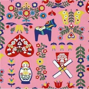  pink Holland Matryoshka Kokka oxford fabric from Japan 