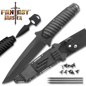 Spy Ninja Kit Black Tanto Blade, Spikes, 10 caltrops, Throwing knife 