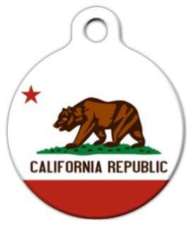 CALIFORNIA FLAG   Pet ID Tag   Custom Text   Dog Cat  
