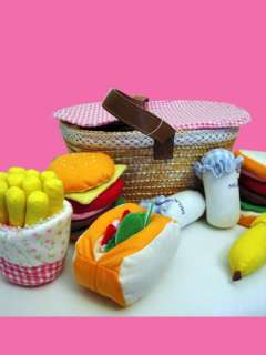    Hannari Cotton Stuffed Toy American Lunch Picnic Basket From Japan