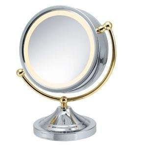  Homedics 8 Polished Chrome and Gold Makeup Artist Mirror Beauty