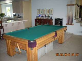 Pool Table 4 x 8 Golden West Designer Series Oak Wood plus Cues 