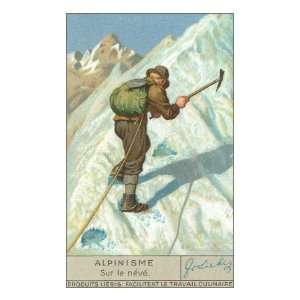 Mountain Climbing on Snow Premium Giclee Poster Print, 18x24  